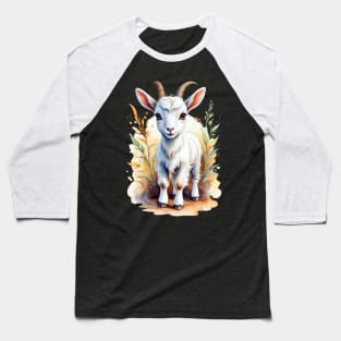 Gentle Grazer: Watercolor Goat on the Farm Baseball T-Shirt